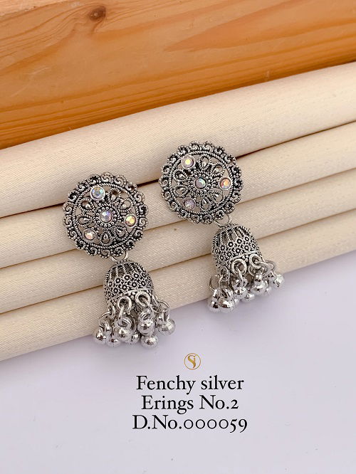 Designer Fancy Navaratri Special Silver Earrings 4 Wholesale Online
